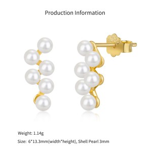 925 Sterling Silver Pearl Cluster Stud Earrings 40500093