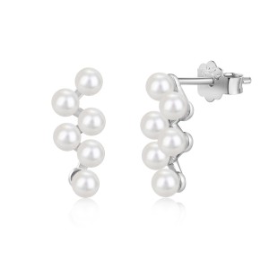 925 Sterling Silver Pearl Cluster Stud Earrings 40500093