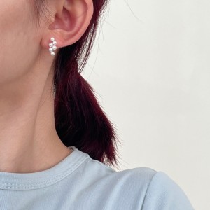 925 Sterling Silver Pearl Cluster Stud Earrings 40500093