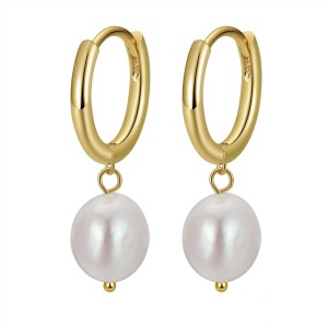 Wholesale 925 Sterling Silver Baroque Pearl Huggie Hoop Earrings 40500094 Wholesale 925 Sterling Silver Baroque Pearl Huggie Hoop Earrings 40500094