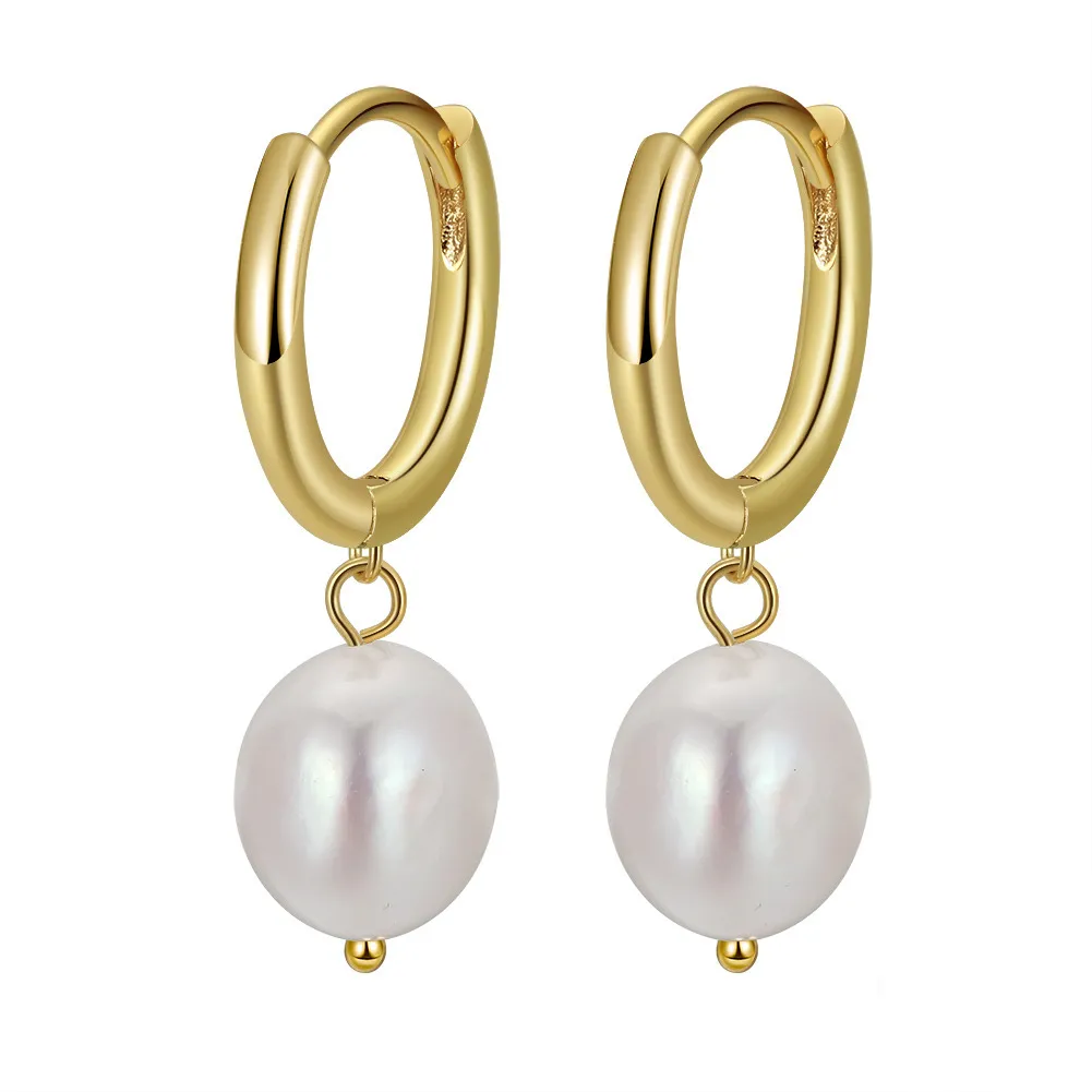 Wholesale 925 Sterling Silver Baroque Pearl Huggie Hoop Earrings 40500094 Wholesale 925 Sterling Silver Baroque Pearl Huggie Hoop Earrings 40500094