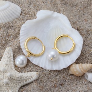 Wholesale 925 Sterling Silver Baroque Pearl Huggie Hoop Earrings 40500094 Wholesale 925 Sterling Silver Baroque Pearl Huggie Hoop Earrings 40500094