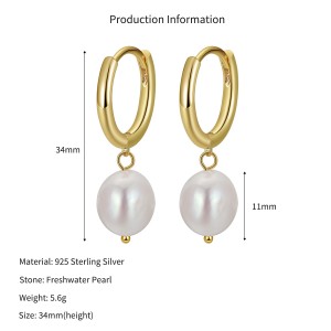 Wholesale 925 Sterling Silver Baroque Pearl Huggie Hoop Earrings 40500094 Wholesale 925 Sterling Silver Baroque Pearl Huggie Hoop Earrings 40500094