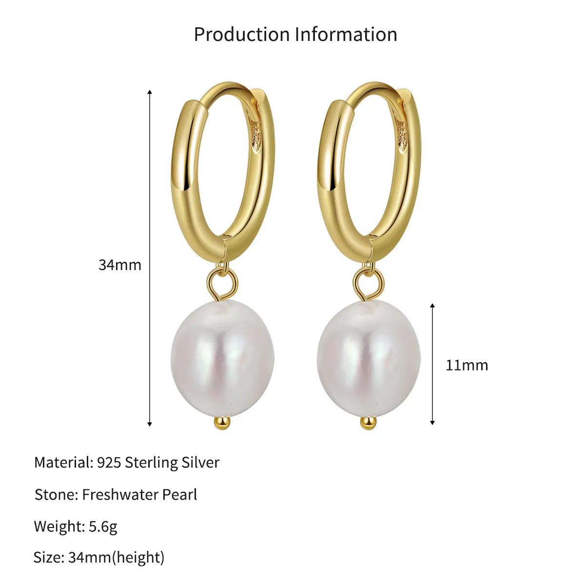 Wholesale 925 Sterling Silver Baroque Pearl Huggie Hoop Earrings 40500094 - image2