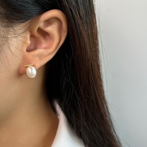 Wholesale 925 Sterling Silver Geometric Bar Baroque Pearl Stud Earrings 40500095 Wholesale 925 Sterling Silver Geometric Bar Baroque Pearl Stud Earrings 40500095
