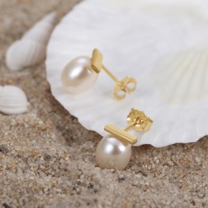 Wholesale 925 Sterling Silver Geometric Bar Baroque Pearl Stud Earrings 40500095 Wholesale 925 Sterling Silver Geometric Bar Baroque Pearl Stud Earrings 40500095