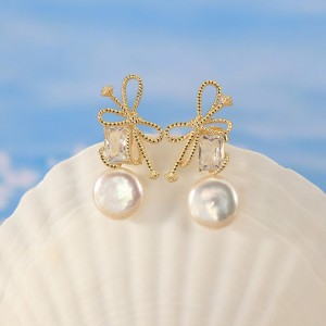 Wholesale 925 Sterling Silver Bow Zircon Freshwater Pearl Drop Earrings 40500096 Wholesale 925 Sterling Silver Bow Zircon Freshwater Pearl Drop Earrings 40500096