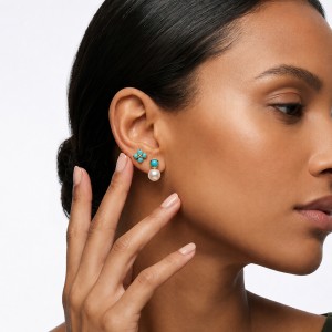 Wholesale 925 Sterling Silver Turquoise Freshwater Pearl Stud Earrings 40500097 Wholesale 925 Sterling Silver Turquoise Freshwater Pearl Stud Earrings 40500097
