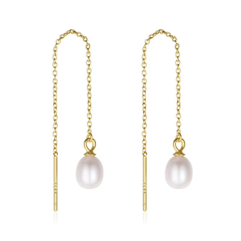 Wholesale 925 Sterling Silver Freshwater Pearl Threader Earrings 40500098 Wholesale 925 Sterling Silver Freshwater Pearl Threader Earrings 40500098