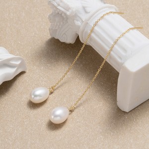 Wholesale 925 Sterling Silver Freshwater Pearl Threader Earrings 40500098 Wholesale 925 Sterling Silver Freshwater Pearl Threader Earrings 40500098