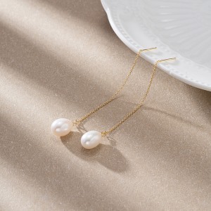 Wholesale 925 Sterling Silver Freshwater Pearl Threader Earrings 40500098 Wholesale 925 Sterling Silver Freshwater Pearl Threader Earrings 40500098