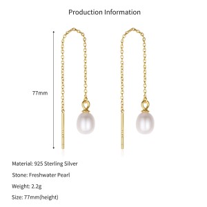 Wholesale 925 Sterling Silver Freshwater Pearl Threader Earrings 40500098 Wholesale 925 Sterling Silver Freshwater Pearl Threader Earrings 40500098