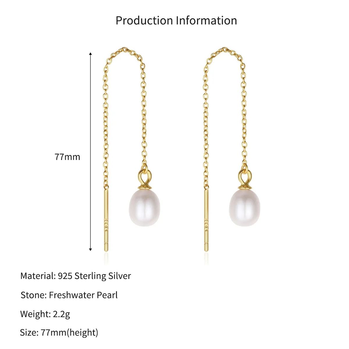 Wholesale 925 Sterling Silver Freshwater Pearl Threader Earrings 40500098 - image2