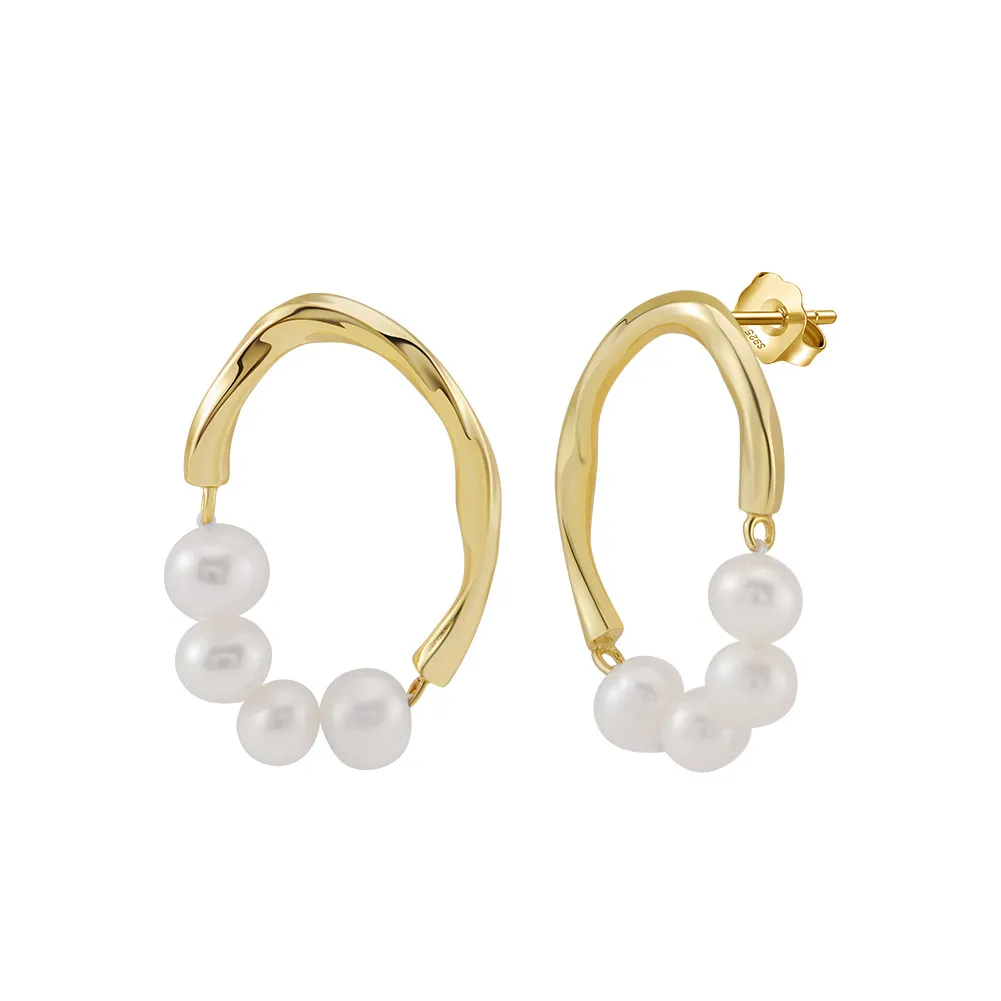 Wholesale 925 Sterling Silver Freshwater Pearl Hoop Earrings 40500100