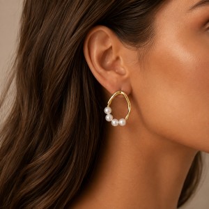 Wholesale 925 Sterling Silver Freshwater Pearl Hoop Earrings 40500100