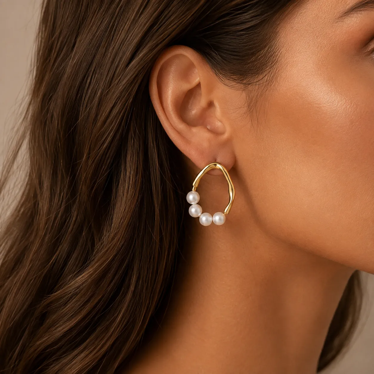 Wholesale 925 Sterling Silver Freshwater Pearl Hoop Earrings 40500100 - image1