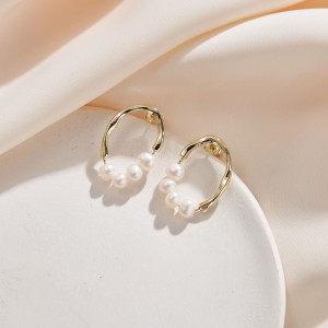 Wholesale 925 Sterling Silver Freshwater Pearl Hoop Earrings 40500100