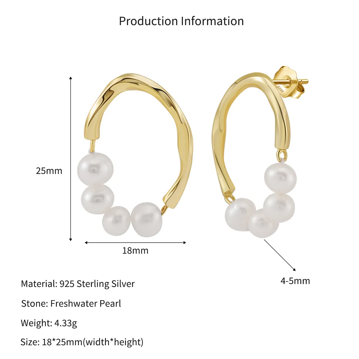Wholesale 925 Sterling Silver Freshwater Pearl Hoop Earrings 40500100 - image2