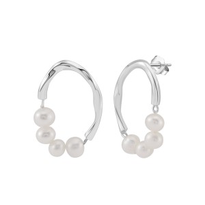 Wholesale 925 Sterling Silver Freshwater Pearl Hoop Earrings 40500100
