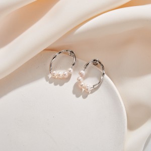 Wholesale 925 Sterling Silver Freshwater Pearl Hoop Earrings 40500100