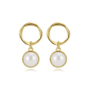 Wholesale 925 Sterling Silver Circle Freshwater Pearl Drop Earrings 40500103 Wholesale 925 Sterling Silver Circle Freshwater Pearl Drop Earrings 40500103