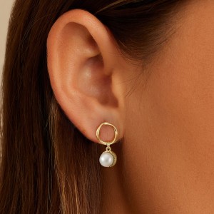 Wholesale 925 Sterling Silver Circle Freshwater Pearl Drop Earrings 40500103 Wholesale 925 Sterling Silver Circle Freshwater Pearl Drop Earrings 40500103