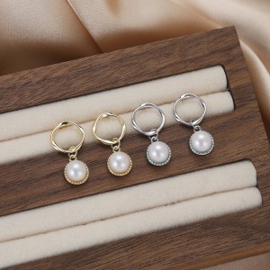 Wholesale 925 Sterling Silver Circle Freshwater Pearl Drop Earrings 40500103 Wholesale 925 Sterling Silver Circle Freshwater Pearl Drop Earrings 40500103