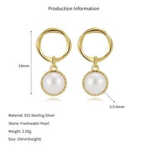 Wholesale 925 Sterling Silver Circle Freshwater Pearl Drop Earrings 40500103 Wholesale 925 Sterling Silver Circle Freshwater Pearl Drop Earrings 40500103