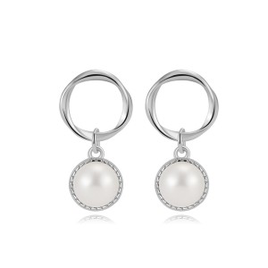 Wholesale 925 Sterling Silver Circle Freshwater Pearl Drop Earrings 40500103 Wholesale 925 Sterling Silver Circle Freshwater Pearl Drop Earrings 40500103