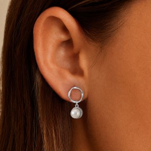 Wholesale 925 Sterling Silver Circle Freshwater Pearl Drop Earrings 40500103 Wholesale 925 Sterling Silver Circle Freshwater Pearl Drop Earrings 40500103