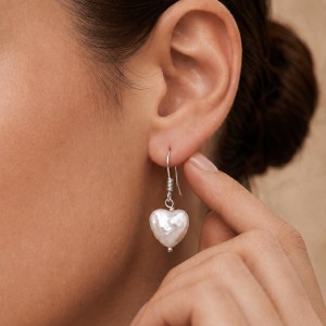 Wholesale 925 Sterling Silver Heart-Shaped Freshwater Pearl Drop Earrings 40500104 Wholesale 925 Sterling Silver Heart-Shaped Freshwater Pearl Drop Earrings 40500104