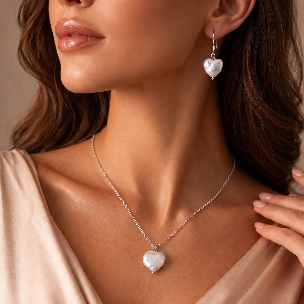Wholesale 925 Sterling Silver Heart-Shaped Freshwater Pearl Drop Earrings 40500104 - image1