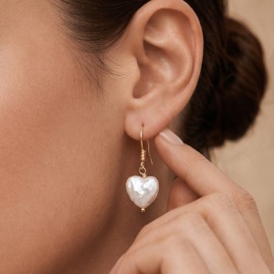 Wholesale 925 Sterling Silver Heart-Shaped Freshwater Pearl Drop Earrings 40500104 Wholesale 925 Sterling Silver Heart-Shaped Freshwater Pearl Drop Earrings 40500104
