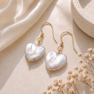Wholesale 925 Sterling Silver Heart-Shaped Freshwater Pearl Drop Earrings 40500104 Wholesale 925 Sterling Silver Heart-Shaped Freshwater Pearl Drop Earrings 40500104