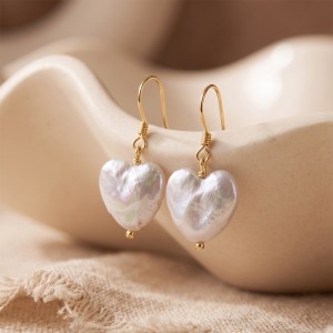 Wholesale 925 Sterling Silver Heart-Shaped Freshwater Pearl Drop Earrings 40500104 Wholesale 925 Sterling Silver Heart-Shaped Freshwater Pearl Drop Earrings 40500104