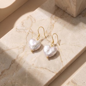 Wholesale 925 Sterling Silver Heart-Shaped Freshwater Pearl Drop Earrings 40500104 Wholesale 925 Sterling Silver Heart-Shaped Freshwater Pearl Drop Earrings 40500104