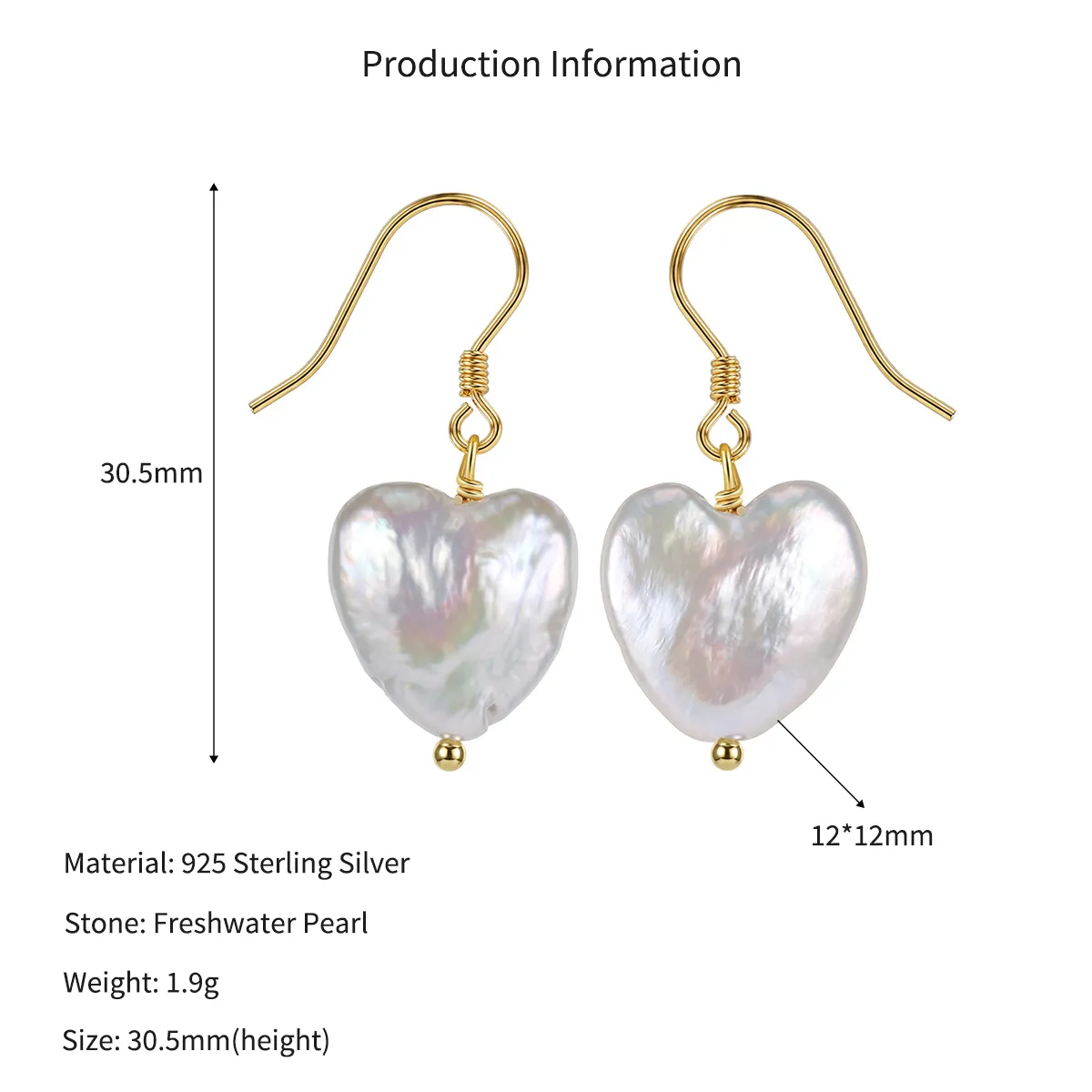 Wholesale 925 Sterling Silver Heart-Shaped Freshwater Pearl Drop Earrings 40500104 - image2