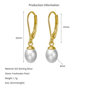 Wholesale 925 Sterling Silver Freshwater Pearl Leverback Drop Earrings 40500105 Wholesale 925 Sterling Silver Freshwater Pearl Leverback Drop Earrings 40500105