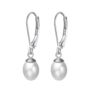 Wholesale 925 Sterling Silver Freshwater Pearl Leverback Drop Earrings 40500105 Wholesale 925 Sterling Silver Freshwater Pearl Leverback Drop Earrings 40500105