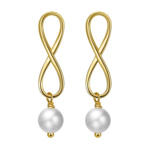 Wholesale 925 Sterling Silver Infinity Freshwater Pearl Drop Earrings 40500106 Wholesale 925 Sterling Silver Infinity Freshwater Pearl Drop Earrings 40500106
