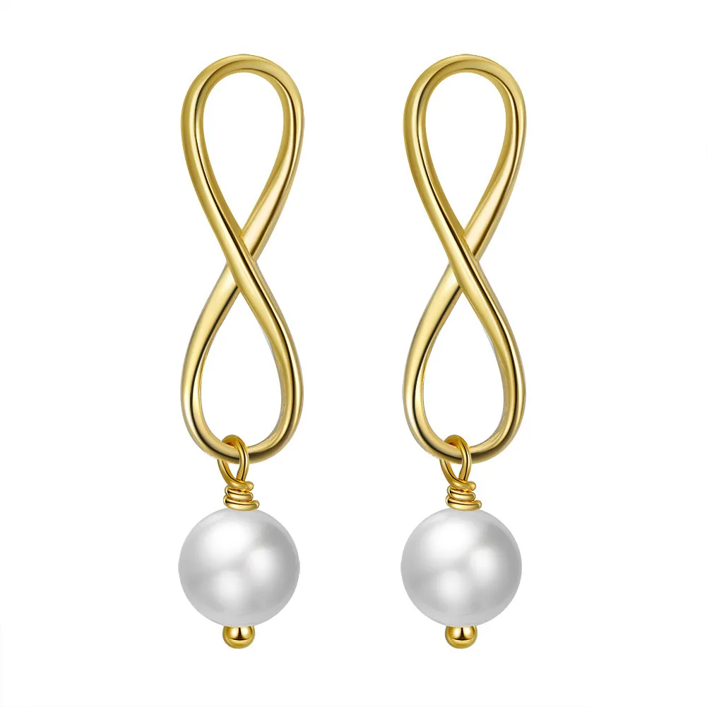 Wholesale 925 Sterling Silver Infinity Freshwater Pearl Drop Earrings 40500106 Wholesale 925 Sterling Silver Infinity Freshwater Pearl Drop Earrings 40500106