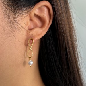 Wholesale 925 Sterling Silver Infinity Freshwater Pearl Drop Earrings 40500106 Wholesale 925 Sterling Silver Infinity Freshwater Pearl Drop Earrings 40500106
