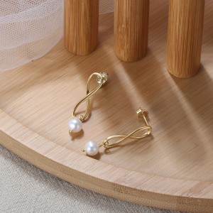 Wholesale 925 Sterling Silver Infinity Freshwater Pearl Drop Earrings 40500106 Wholesale 925 Sterling Silver Infinity Freshwater Pearl Drop Earrings 40500106