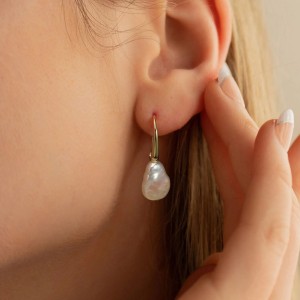 Wholesale 925 Sterling Silver Irregular Freshwater Pearl Drop Earrings 40500107 Wholesale 925 Sterling Silver Irregular Freshwater Pearl Drop Earrings 40500107