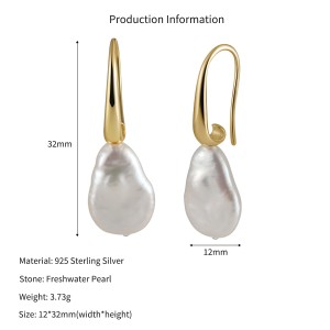 Wholesale 925 Sterling Silver Irregular Freshwater Pearl Drop Earrings 40500107 Wholesale 925 Sterling Silver Irregular Freshwater Pearl Drop Earrings 40500107