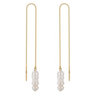 Wholesale 925 Sterling Silver Baroque Pearl Threader Earrings 40500109 Wholesale 925 Sterling Silver Baroque Pearl Threader Earrings 40500109