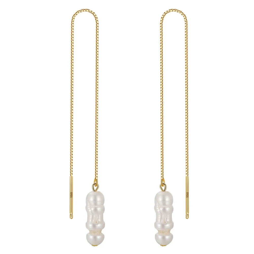 Wholesale 925 Sterling Silver Baroque Pearl Threader Earrings 40500109 Wholesale 925 Sterling Silver Baroque Pearl Threader Earrings 40500109