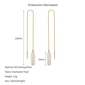 Wholesale 925 Sterling Silver Baroque Pearl Threader Earrings 40500109 Wholesale 925 Sterling Silver Baroque Pearl Threader Earrings 40500109