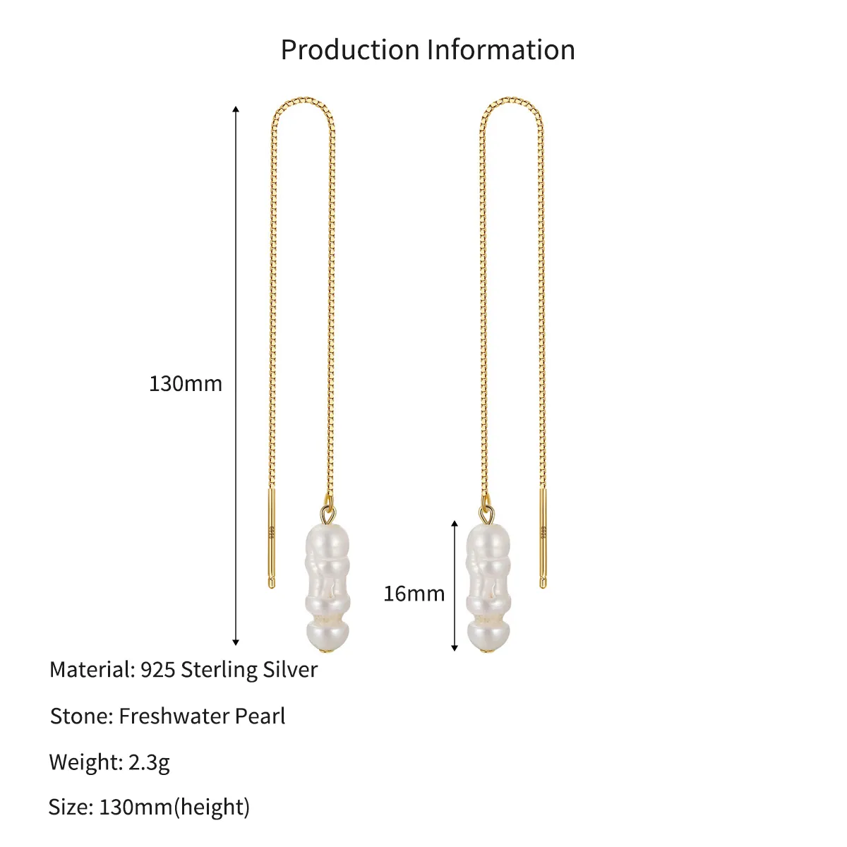 Wholesale 925 Sterling Silver Baroque Pearl Threader Earrings 40500109 - image2