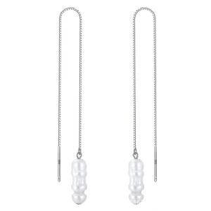 Wholesale 925 Sterling Silver Baroque Pearl Threader Earrings 40500109 Wholesale 925 Sterling Silver Baroque Pearl Threader Earrings 40500109